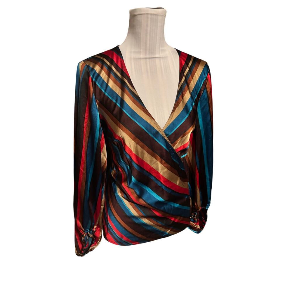 INC International Concepts Wrap Blouse Satin Finish Size M